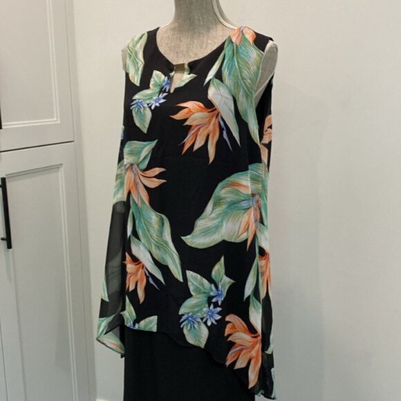 Amanda Black Floral Midi Dress size medium - Picture 5 of 13